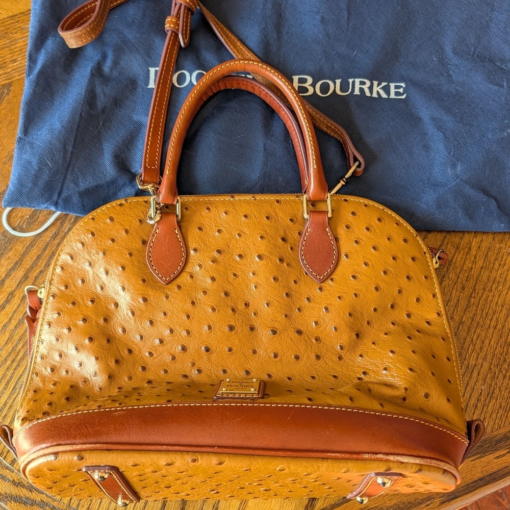 Dooney & Bourke Brown Ostrich Leather Bag and Wallet - Picture 3 of 11